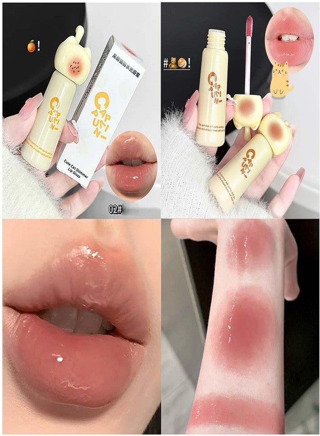 DENESTUP 4 Colors Hydrating Lip Gloss, Glossy Lipgloss Cute Cat Jelly Liquid Lipsticks Moisturizing Shine Glass Finish Lip Gloss Makeup Gift for Women - Image 5